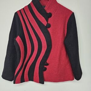 Red and Black Button-Up Jacket